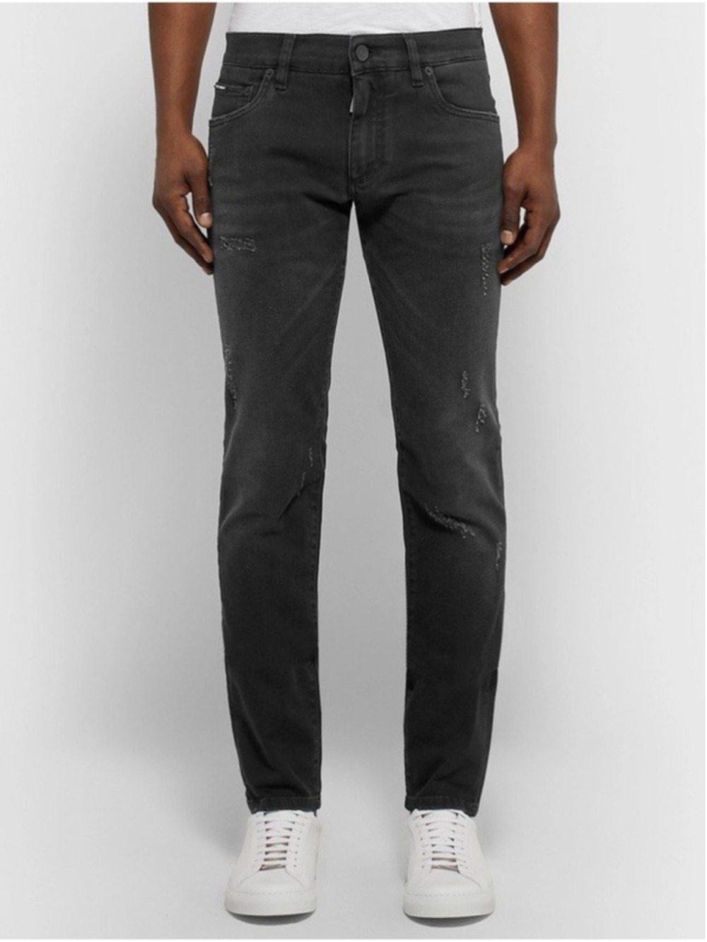 D&G Dolce and Gabbana Black Distressed Skinny Jeans Size 50 ( US 32)